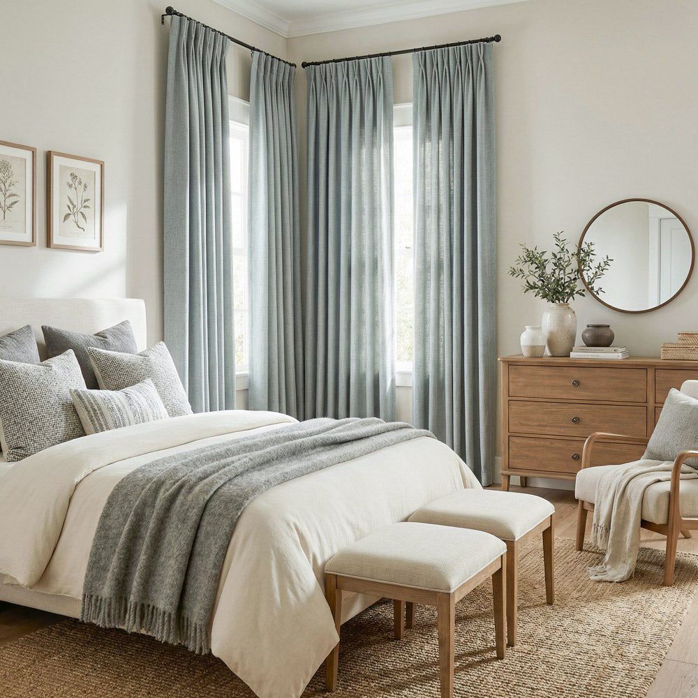 Carl Soft Linen Blend Crochet Textured Curtains