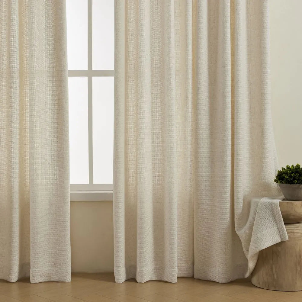 Carl Soft Linen Blend Crochet Textured Curtains
