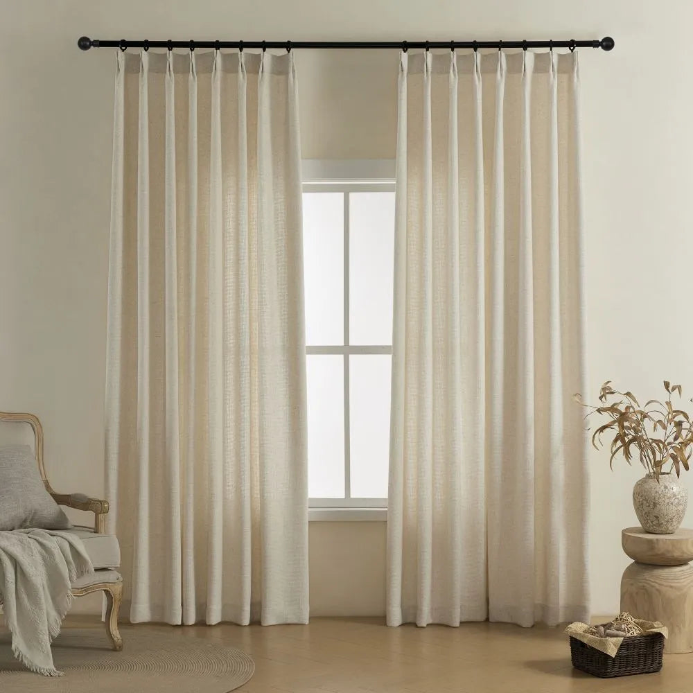 Carl Soft Linen Blend Crochet Textured Curtains