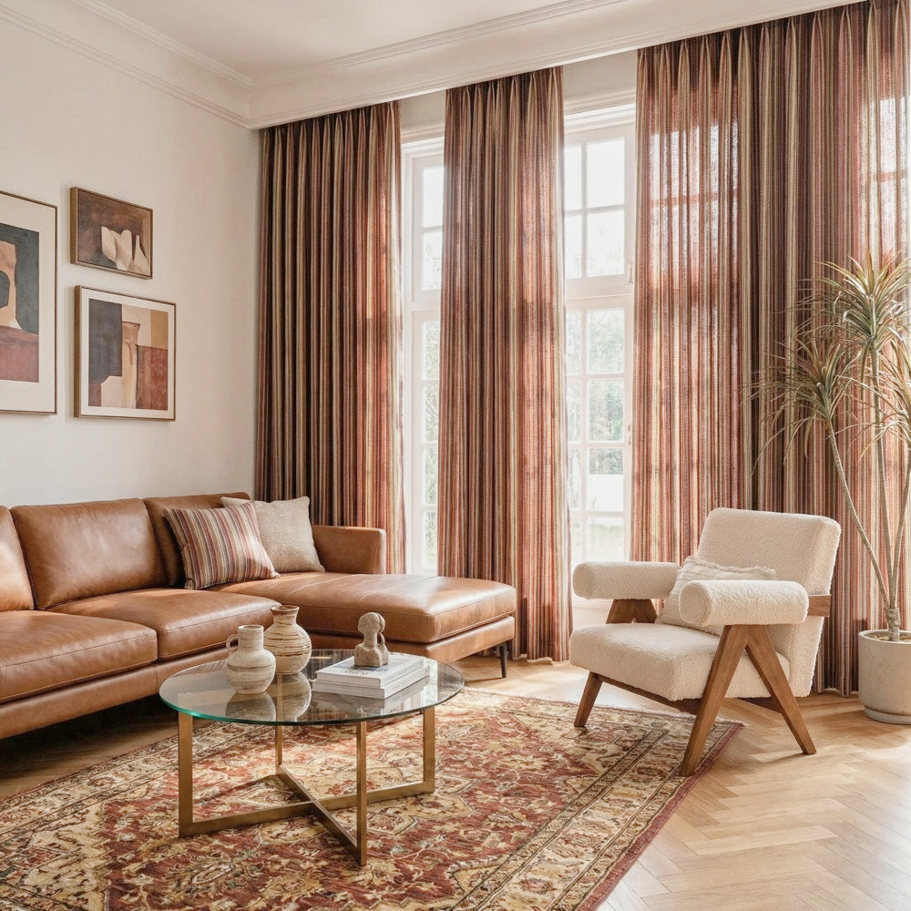 Casey Light Striped Cotton Custom Curtains