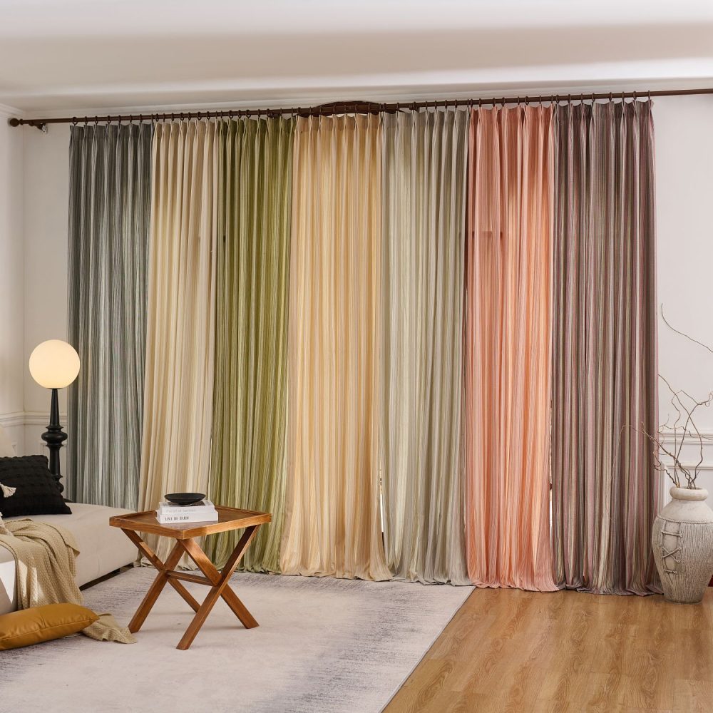 Casey Light Striped Cotton Custom Curtains