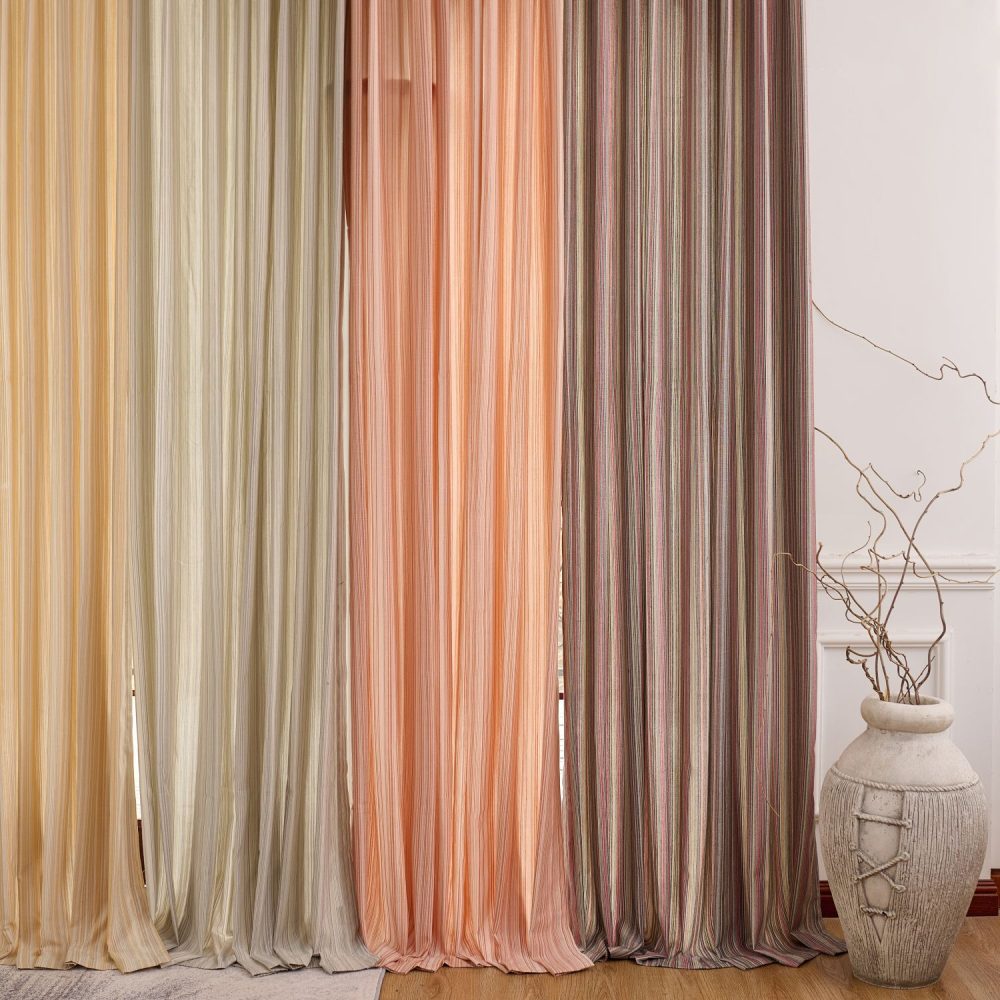 Casey Light Striped Cotton Custom Curtains