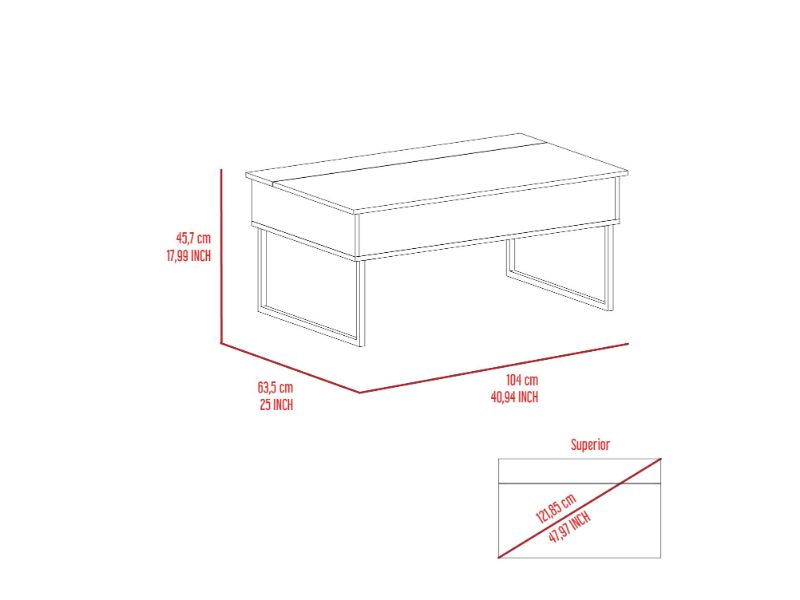 Lift Top Coffee Table Cessarr,Two Legs, Dark Walnut Finish-4