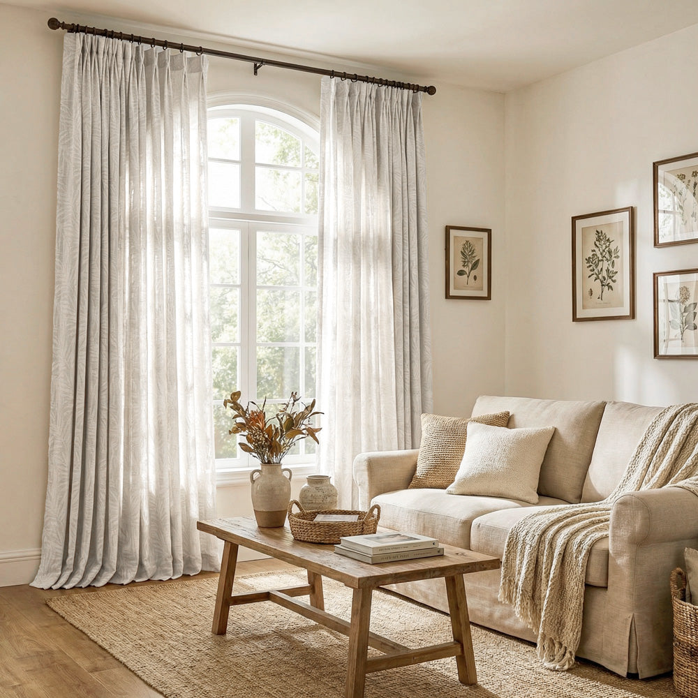 Charis Palm Leaf Jacquard Sheer Designer Curtains