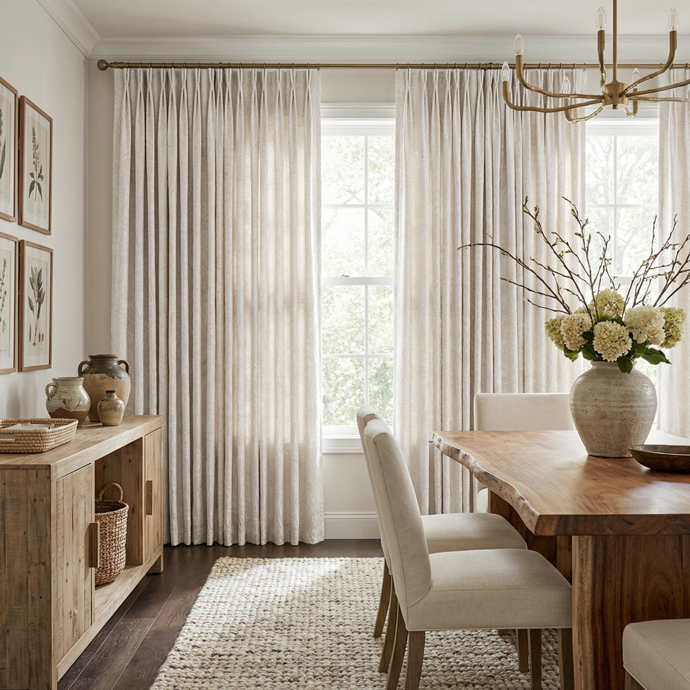Charis Palm Leaf Jacquard Sheer Designer Curtains