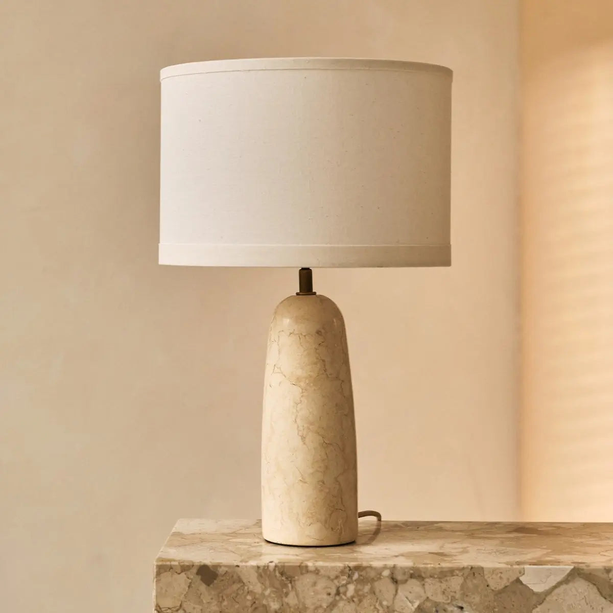 Charlotte Marble Lamp with Cotton Shade – Elegant Lighting for Your Home-2