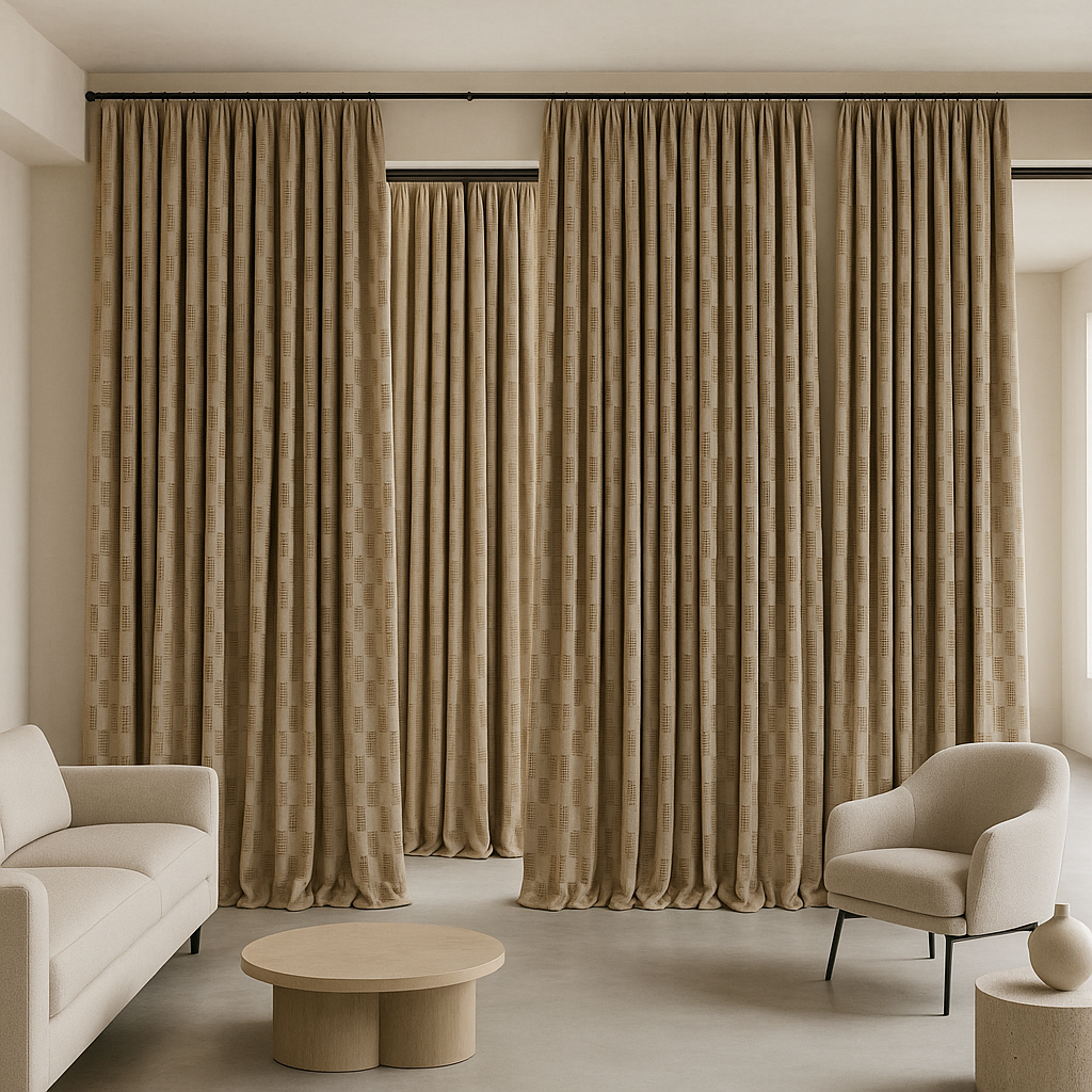 Pure Cotton Geometric Jacquard Curtains – Light Filtering or Blackout – Multiple Colours-1