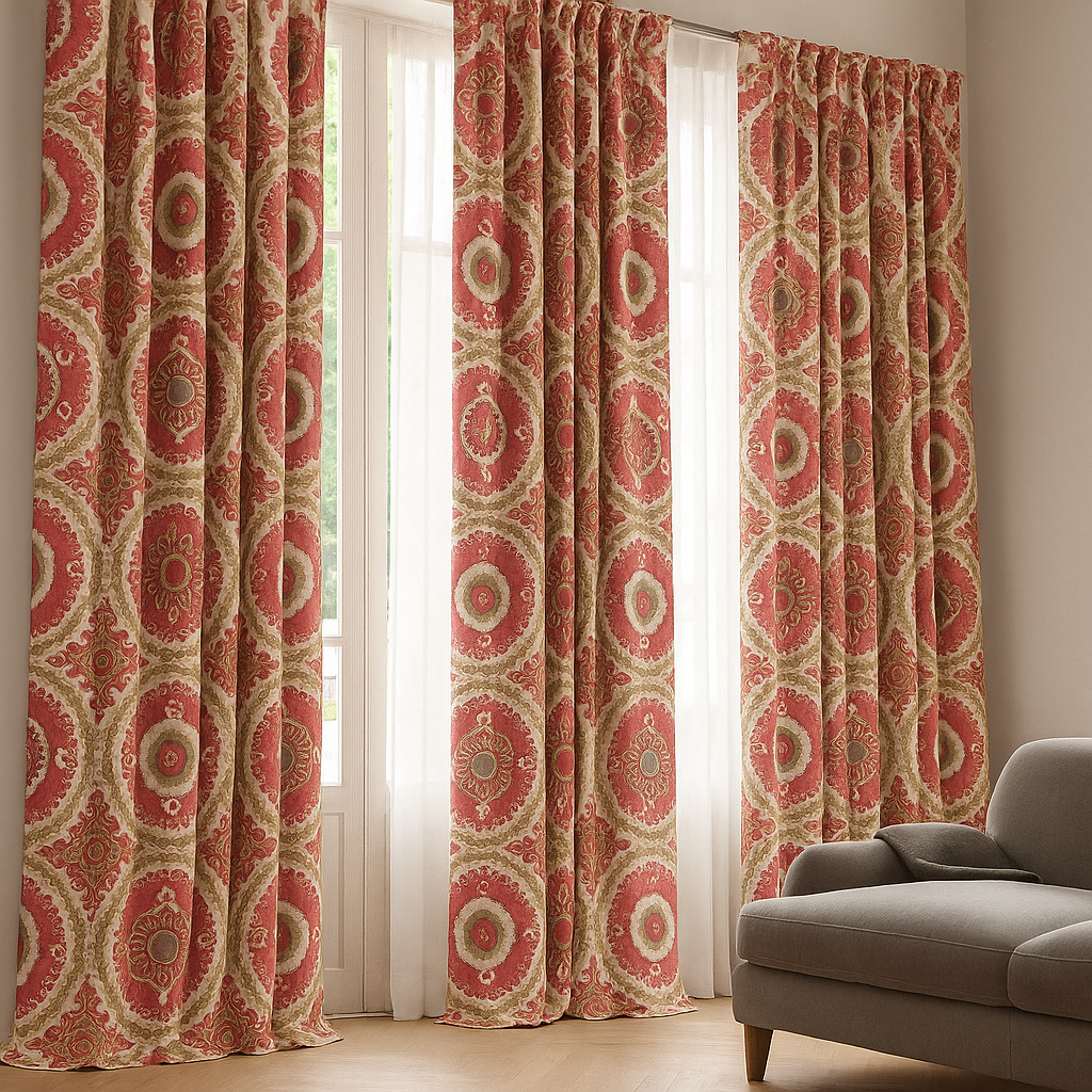 Luxury Suzani Embroidered GOTS Linen Curtains – Made-to-Measure | Blackout or Light-Filtering | Single Panel or Pair-2