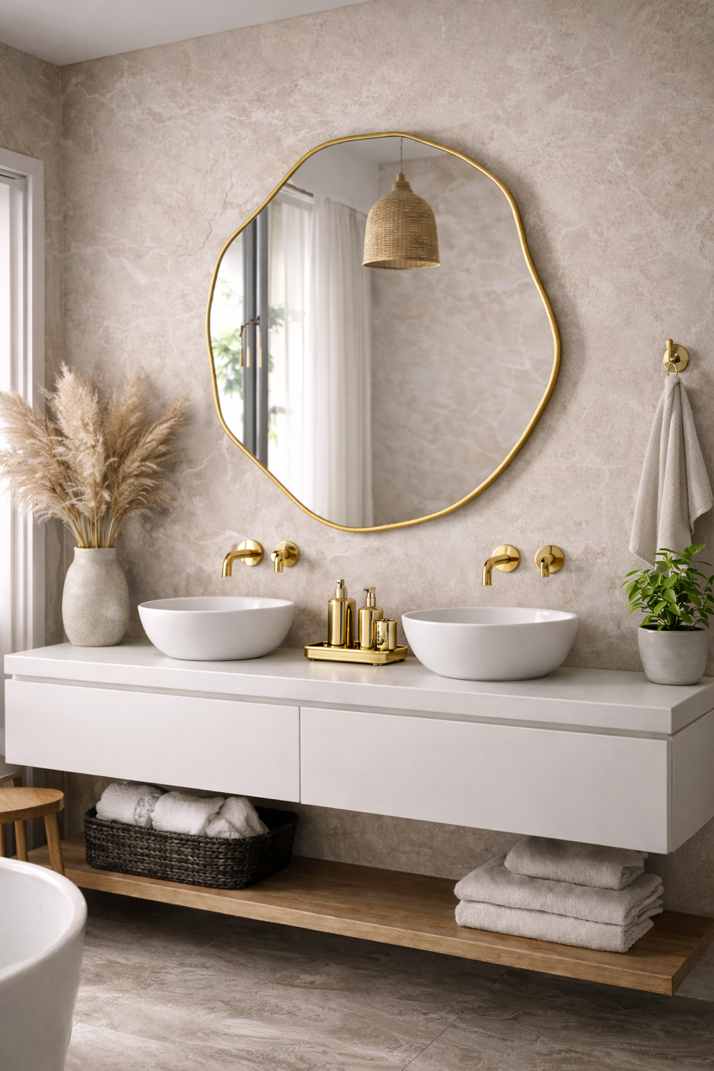 Kepez Asymmetrical Wall Mirror Irregular Design Organic Mirror