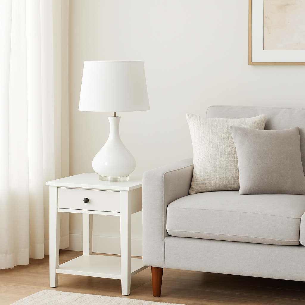 Hampton Bay White and Acrylic Tear Drop Accent Lamp Base