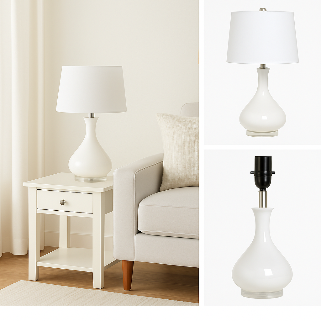 Hampton Bay White and Acrylic Tear Drop Accent Lamp Base