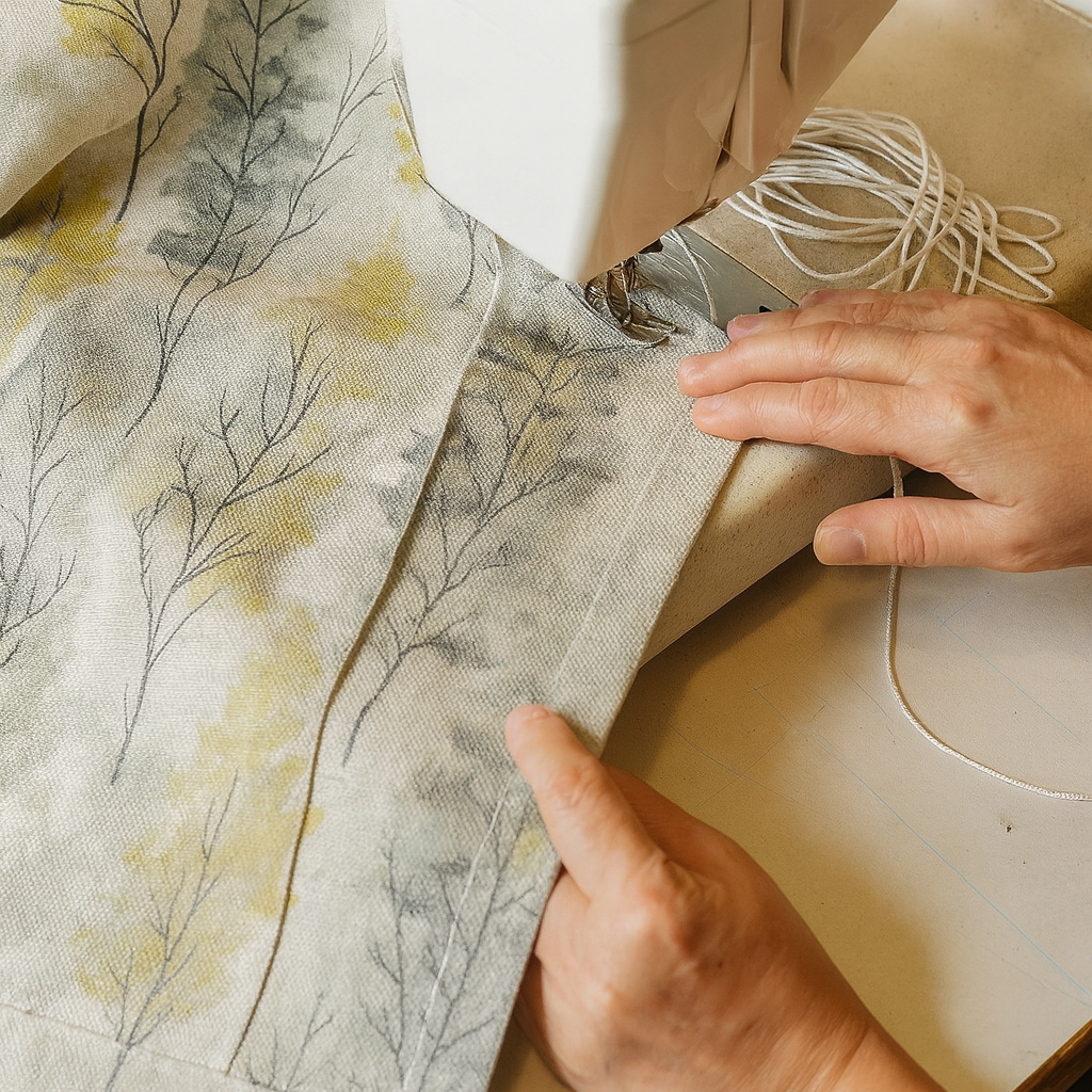 Custom Linen Roman Blinds – Watercolour Woodland Trees Print | Made-to-Measure Blackout or Light-Filtering Corded Shades-4