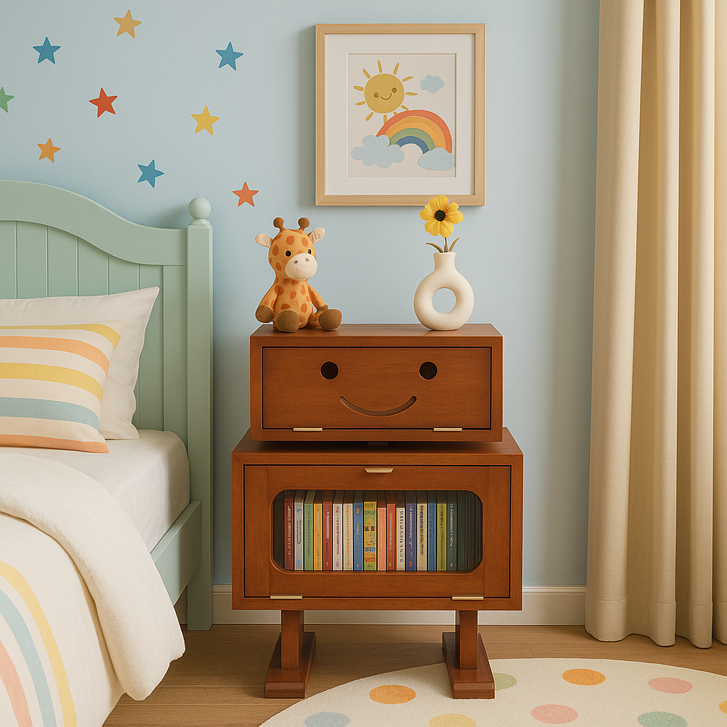 27" Retro Wooden Robot Storage Cabinet-4