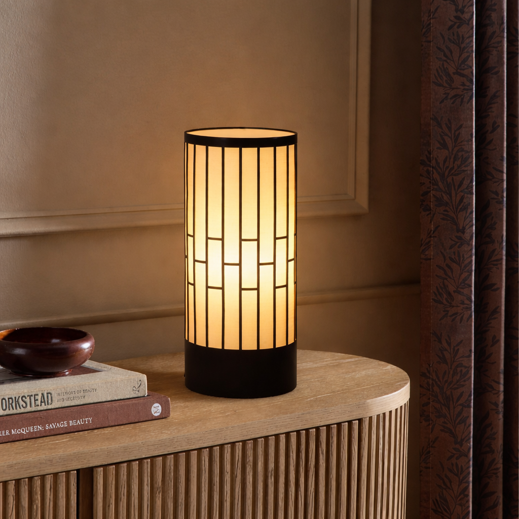 Japanese Style Floor Lamp, Cylindrical Table Floor Lamp with Fabric Shade, Warm Ambient LED Lamp for Living Room, Bedroom, Reading Nook, Minimalist Home Decor-0