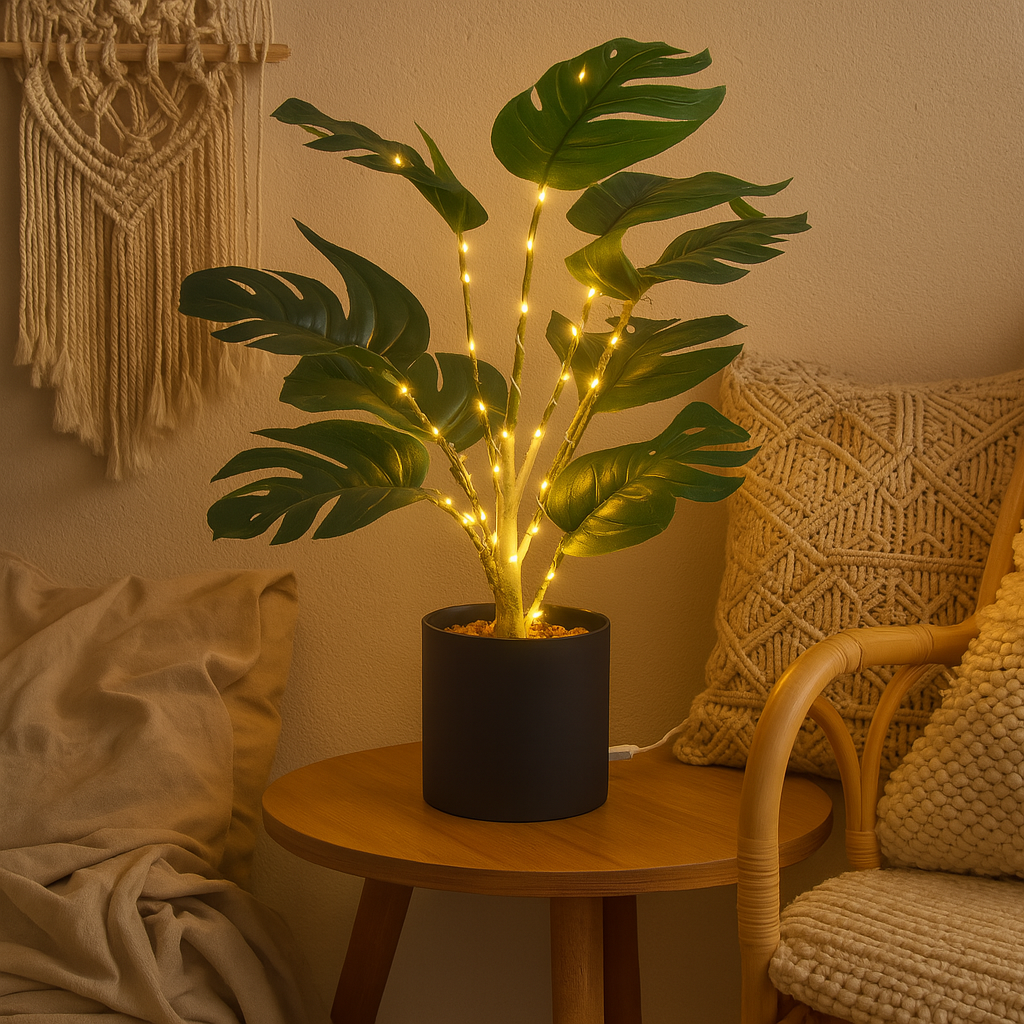 Simulation Monstera with Fairy light-1