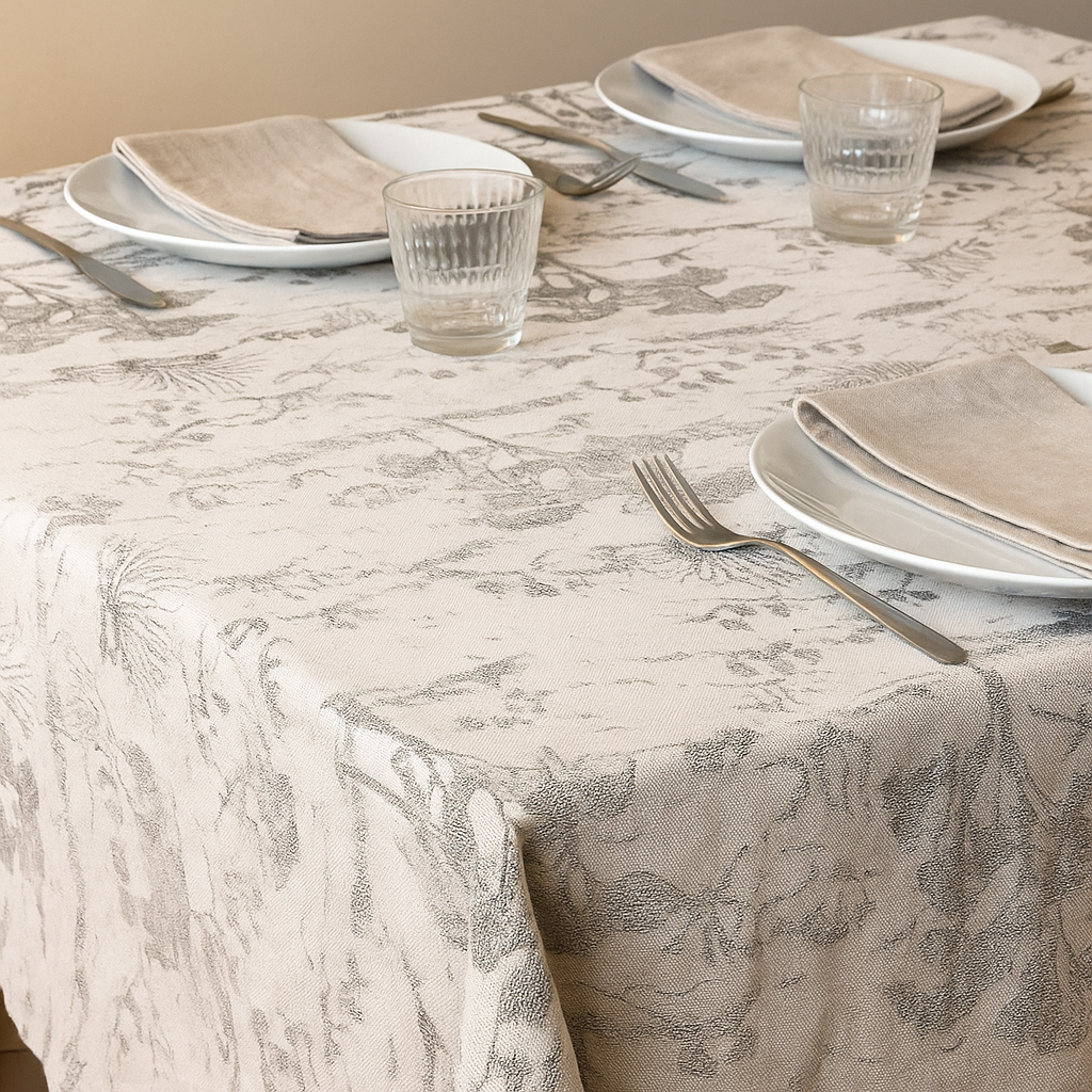 Organic Linen Tablecloth – Rustic Toile Design – 5 Colours – Rectangular, Square & Round Sizes-4