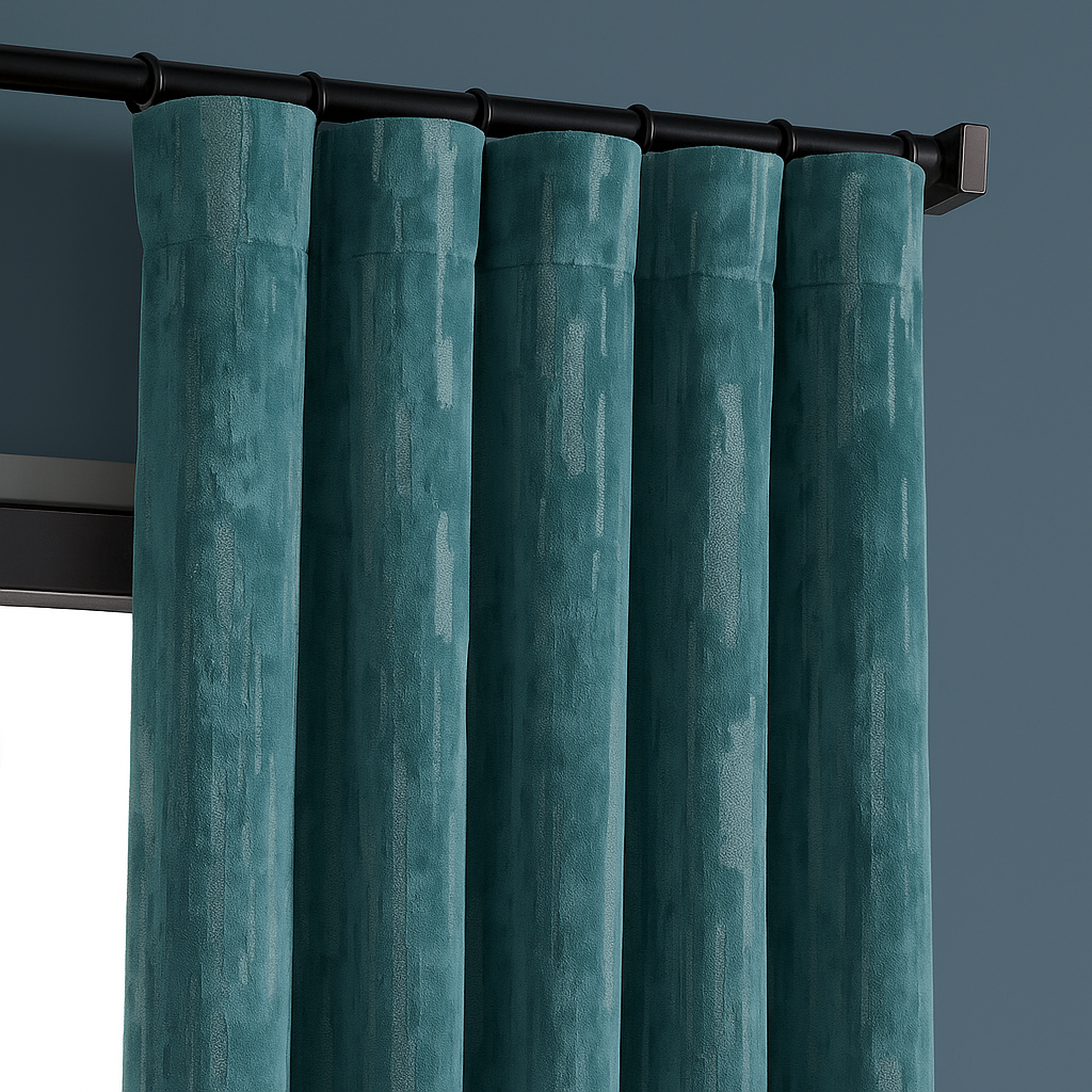 Luxury Velvet Curtains with Textured Abstract Bark Pattern – Custom Sizes – Light Filtering or 100% Blackout – 8 Colours – Rod or Track Compatible – OEKO-TEX Certified – Single or Pair-3