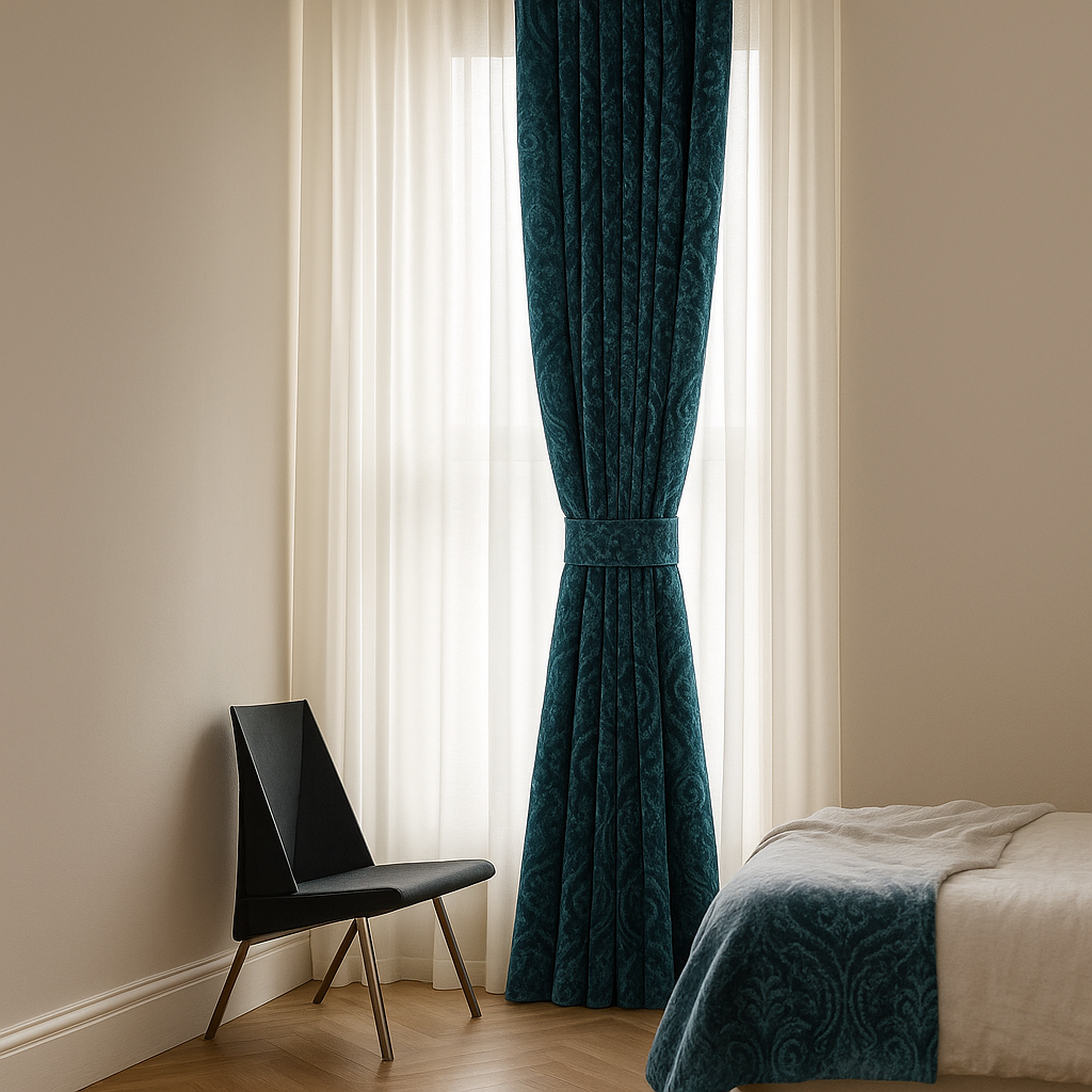 Luxury Velvet Damask Embossed Jacquard Curtains – Custom Made – Light Filtering & Blackout – 7 Elegant Colours-2