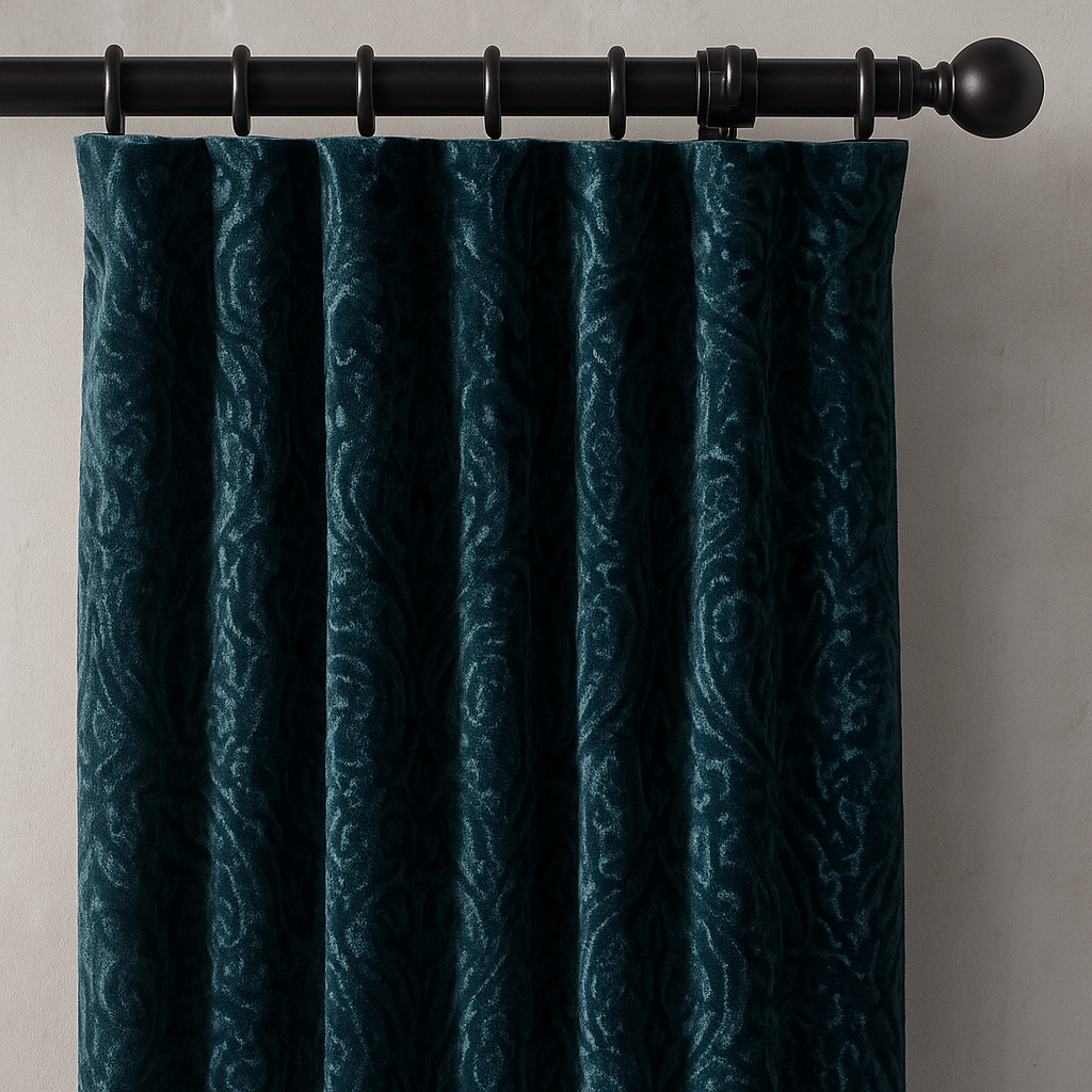 Luxury Velvet Damask Embossed Jacquard Curtains – Custom Made – Light Filtering & Blackout – 7 Elegant Colours-3