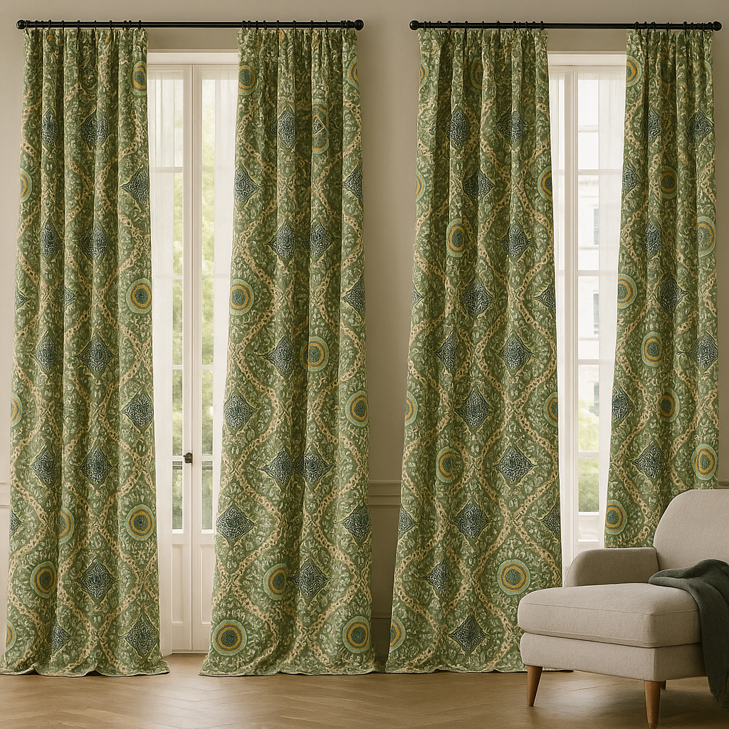 Luxury Suzani Embroidered GOTS Linen Curtains – Made-to-Measure | Blackout or Light-Filtering | Single Panel or Pair-4