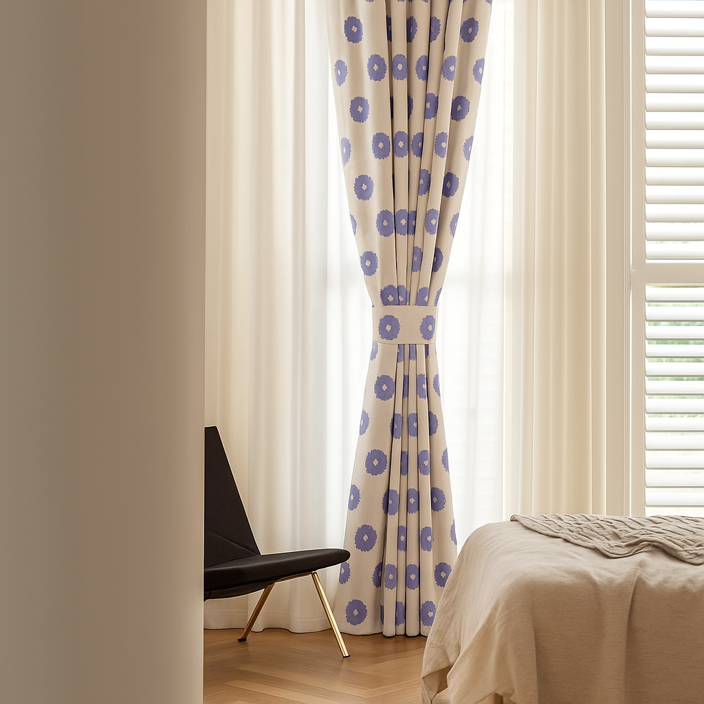 Organic Linen Embroidered Floral-Dot Curtains | Custom Sizes | Blackout & Light-Filtering Liners | GOTS & OEKO-TEX-4