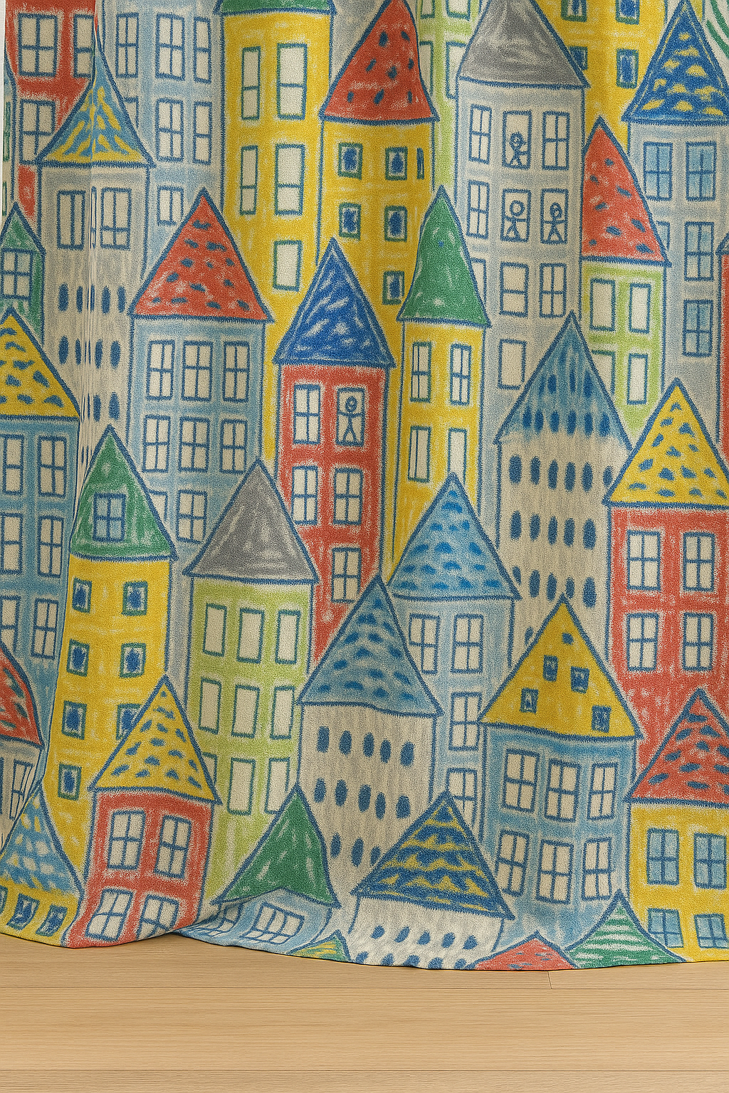 Kids Room Linen Blackout Curtains with Colourful City Print — Extra Wide & Long — Custom Sizes & Headings — Single or Pair — Light Filtering or 100% Blackout Lining-4