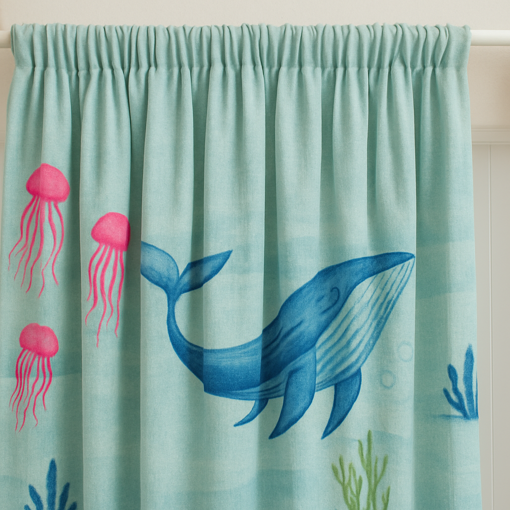 Ocean Adventure Pure Linen Curtains for Kids – Custom Sizes, Blackout or Light Filtering, Single or Pair-3
