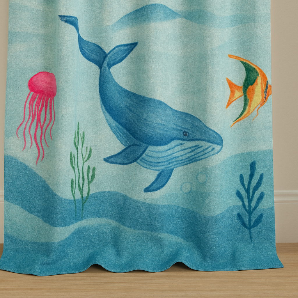 Ocean Adventure Pure Linen Curtains for Kids – Custom Sizes, Blackout or Light Filtering, Single or Pair-4
