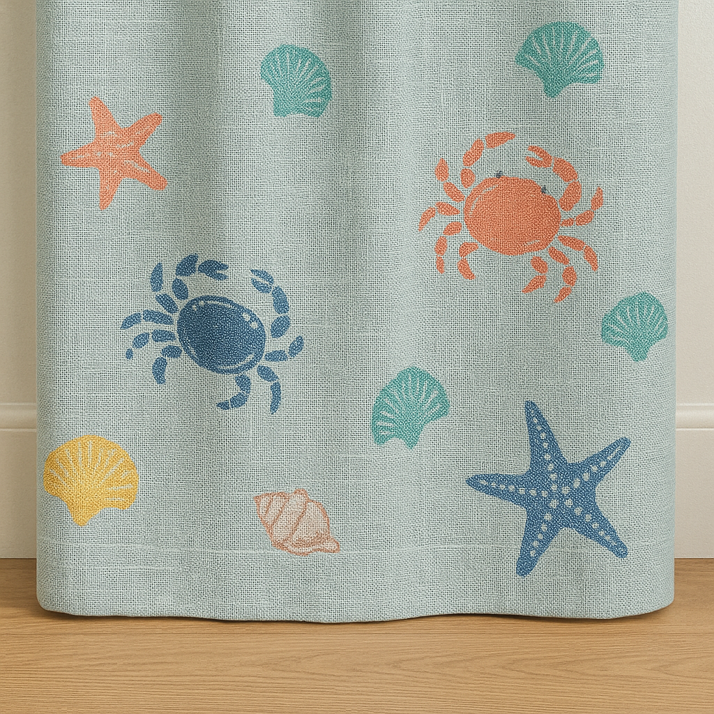 Sea Life Linen Curtains for Kids – Custom Sizes | Light Filtering or 100% Blackout Liner | Rod Pocket, Back Tabs, Grommets or Hooks Top-4