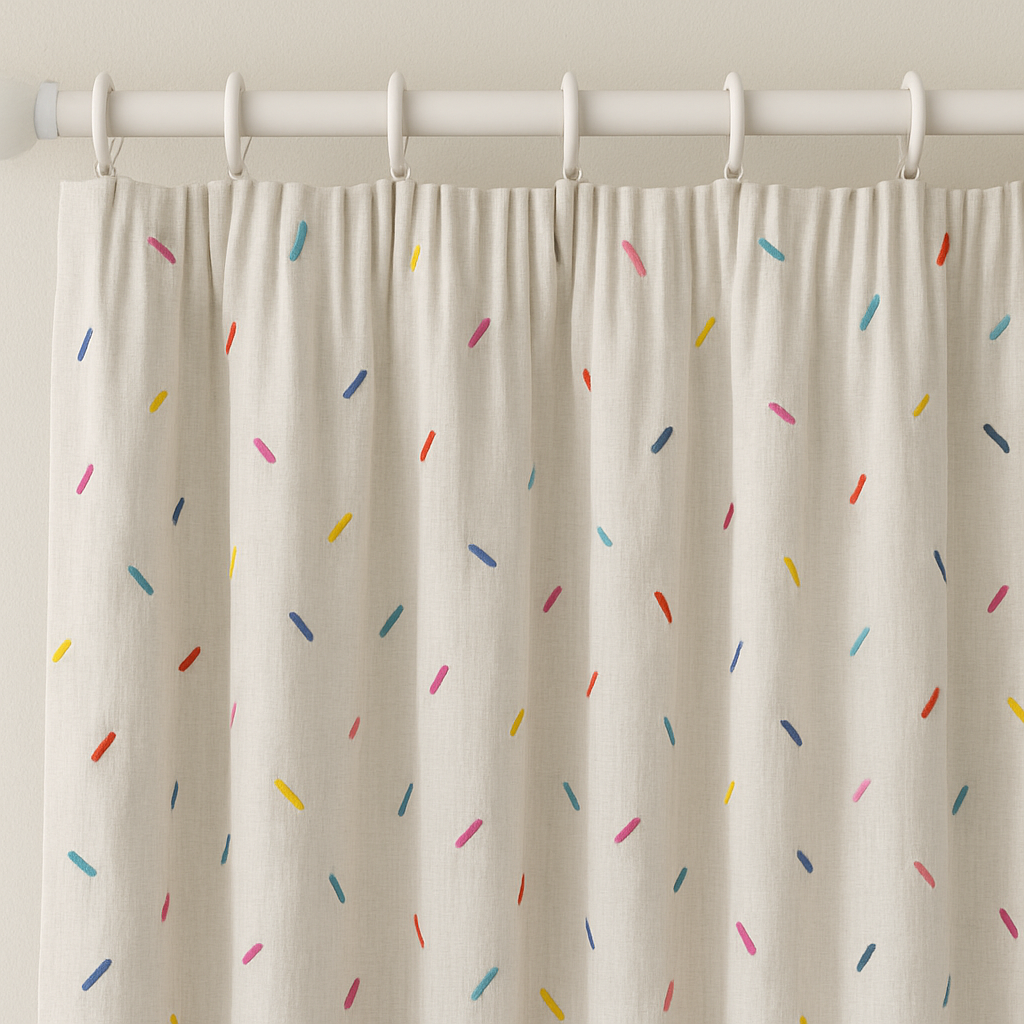 Luxury Linen Embroidered Curtains for Kids Room & Nursery – Single or Pair – Blackout & Light Filtering – Custom Sizes – Rod & Track Compatible-2