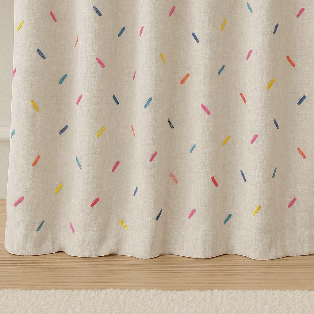 Luxury Linen Embroidered Curtains for Kids Room & Nursery – Single or Pair – Blackout & Light Filtering – Custom Sizes – Rod & Track Compatible-3