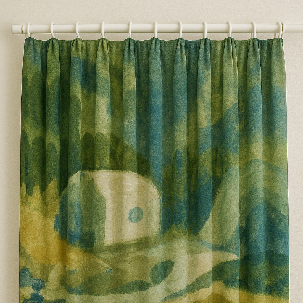 Handmade Pure Linen Kids Curtains — Abstract Landscape Design — Custom Sizes — Light Filtering or 100% Blackout Lining — Rod & Track Compatible-4
