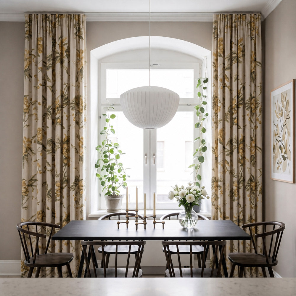 Cheyenne Green Bold Peony Floral Jacquard Curtains