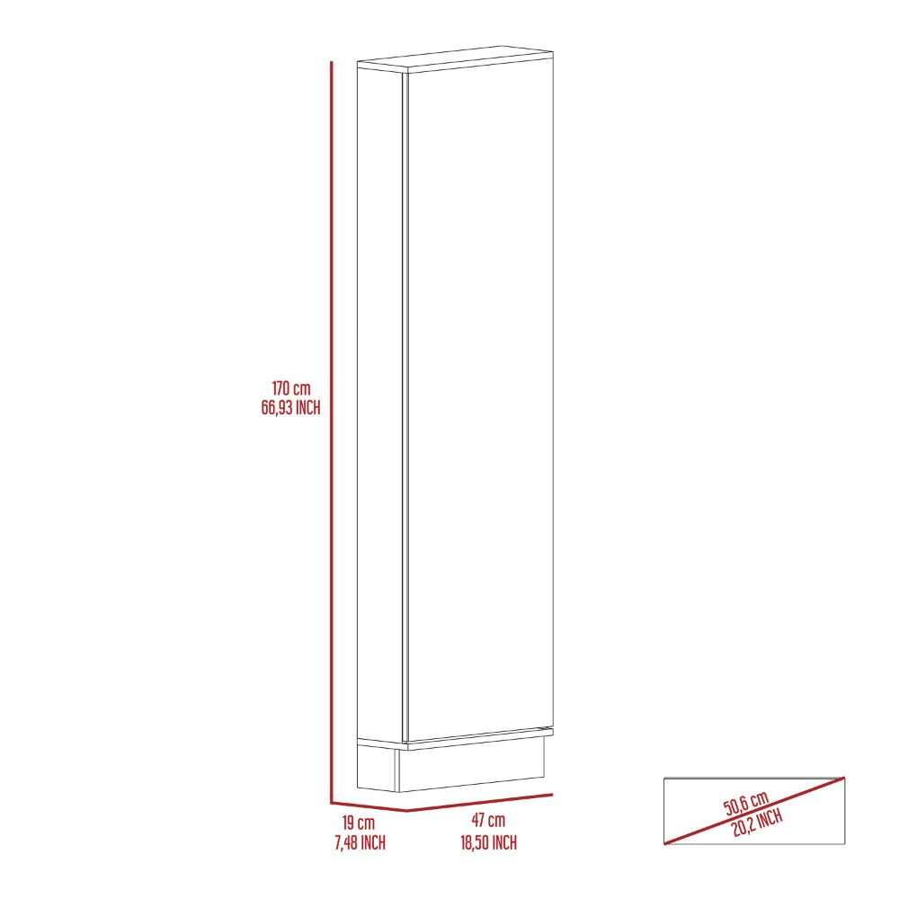 Shoe Rack Chimg, Mirror, Five Interior Shelves, Single Door Cabinet, Black Wengue Finish-4