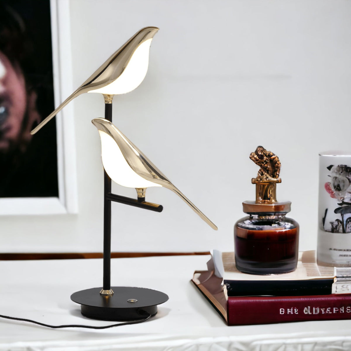 Gold Bird Table Lamp Modern LED Decorative Desk Lamp