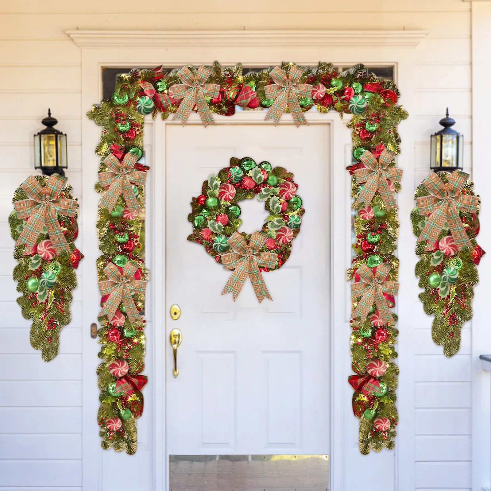 Christmas Vine Ring Wreath Door Garland Decoration-4
