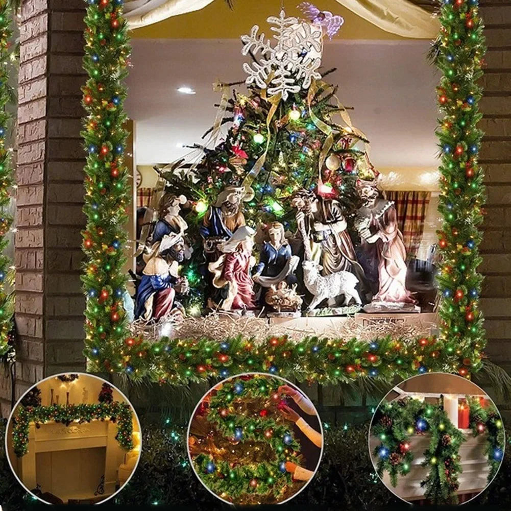 Christmas Garland with Pinecones & Red Berries - 2.7m-3