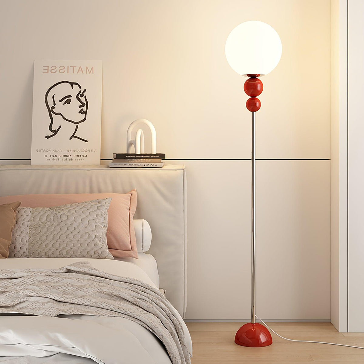 Modern Floor Lamp Metal Glass Standing Light for Living Room