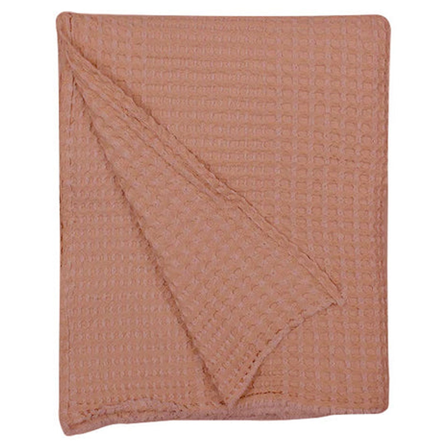 Clay - Waffle Weave Throw Blanket | Super Soft | Pre-Washed | Pure Linen, Linen Cotton Mix or Pure Cotton Fabric-2