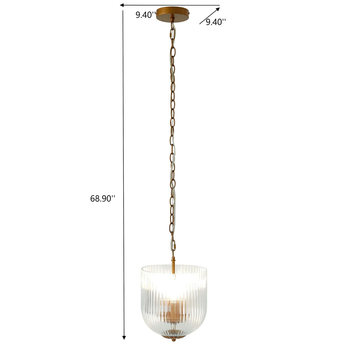 Pendant Lamp – Coarse Gold Metal Frame & Clear Glass Shade | Modern Chic Dining Room & Kitchen Light