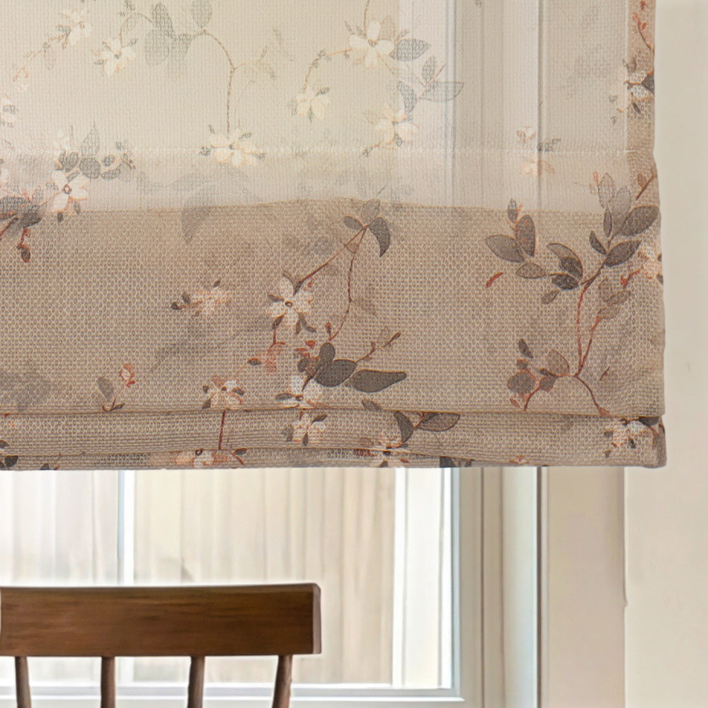 Cleo Beige Botanical Roman Shade
