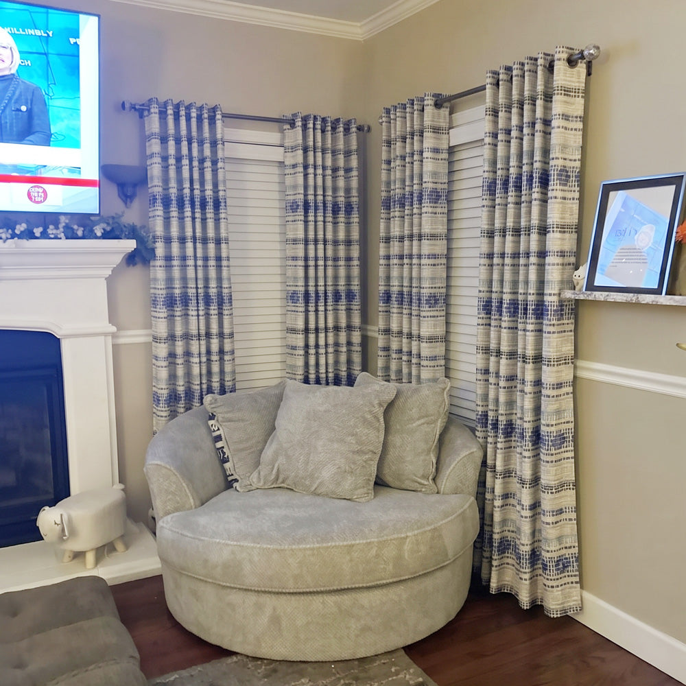 Coral Bohemian Style Jacquard Striped Curtains