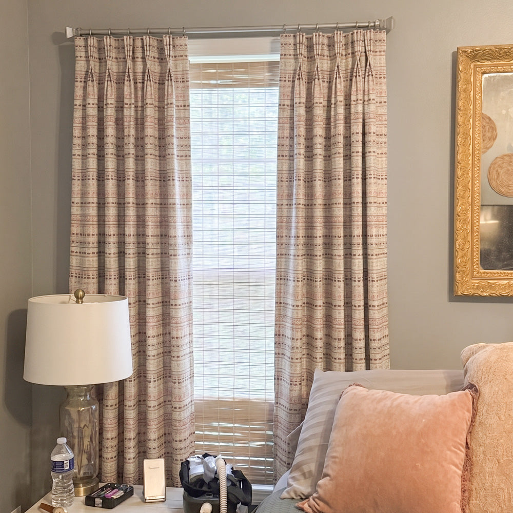 Coral Bohemian Style Jacquard Striped Curtains
