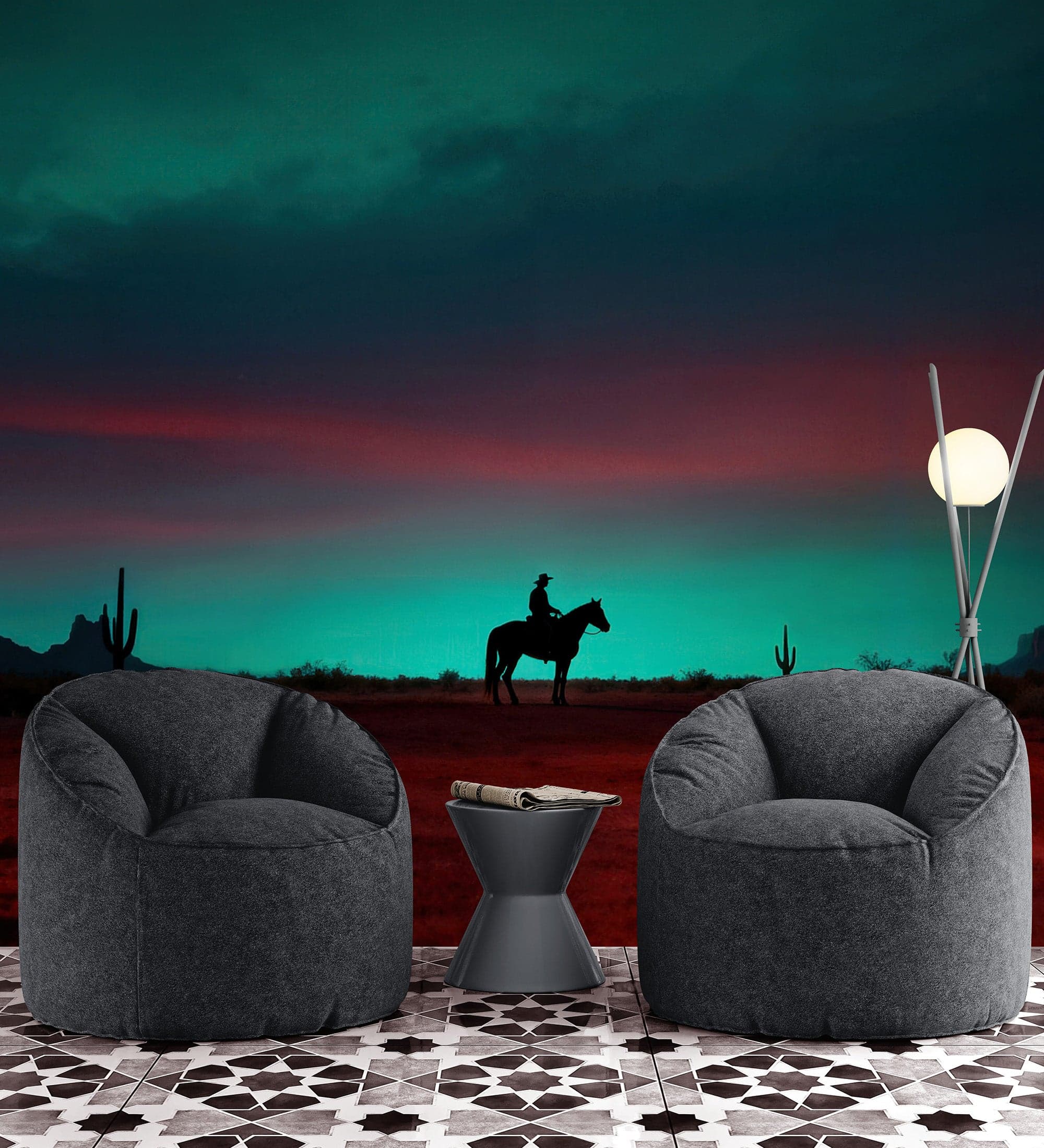 Cowboy on Horse Western Theme Wall Mural. #7068