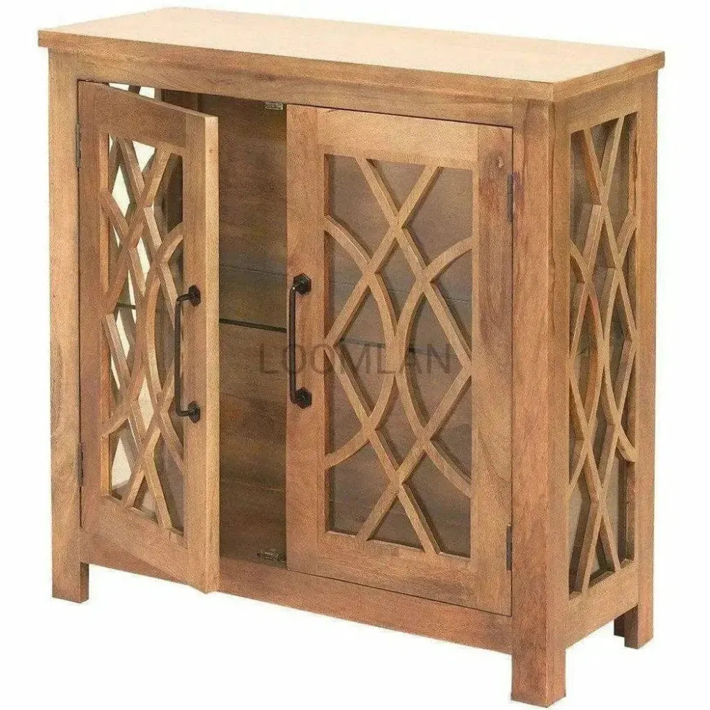 Curio Slim Glass Doors Accent Cabinet