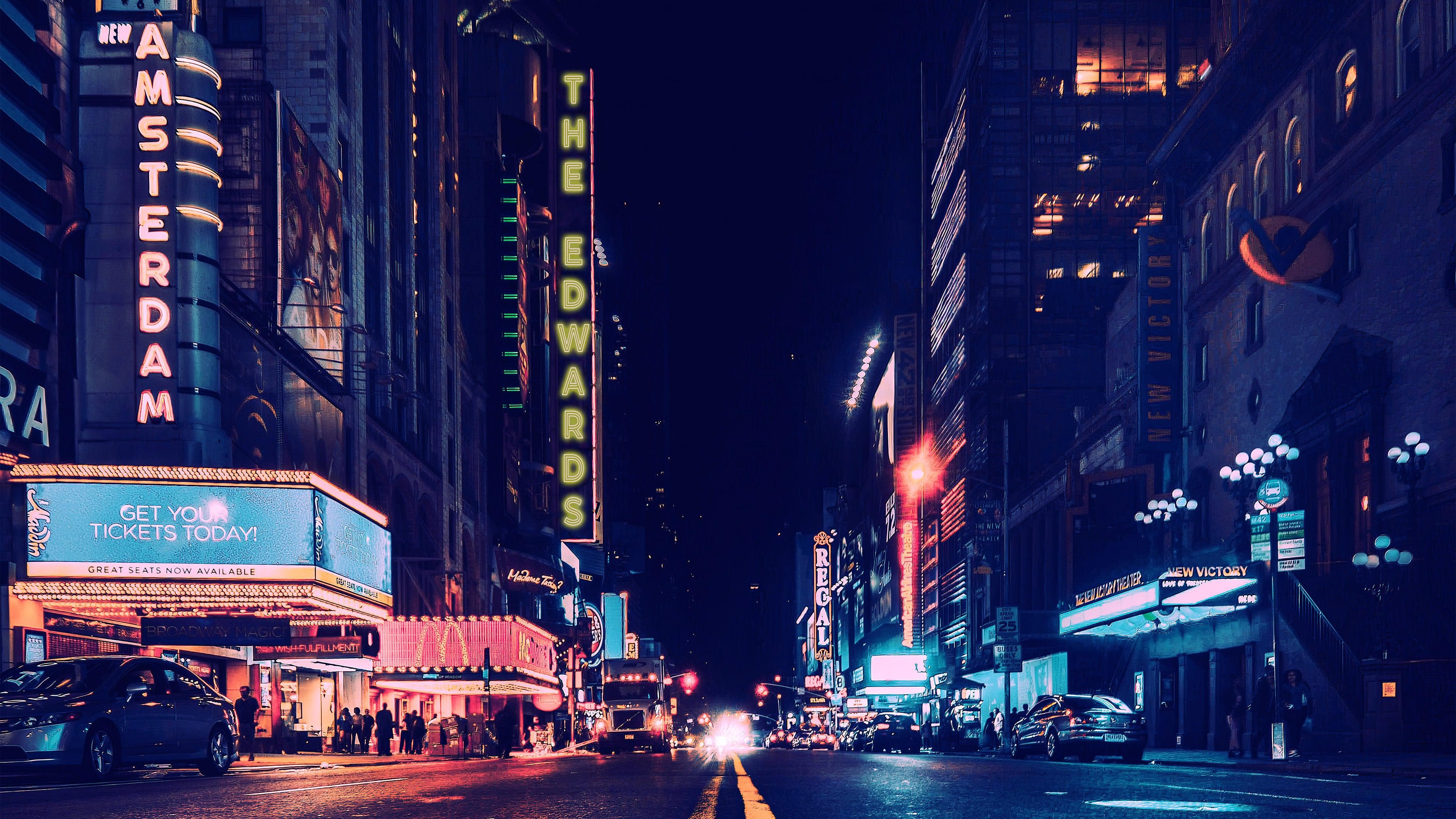 Personalized Neon Name on City Billboard Wall Mural. #6595
