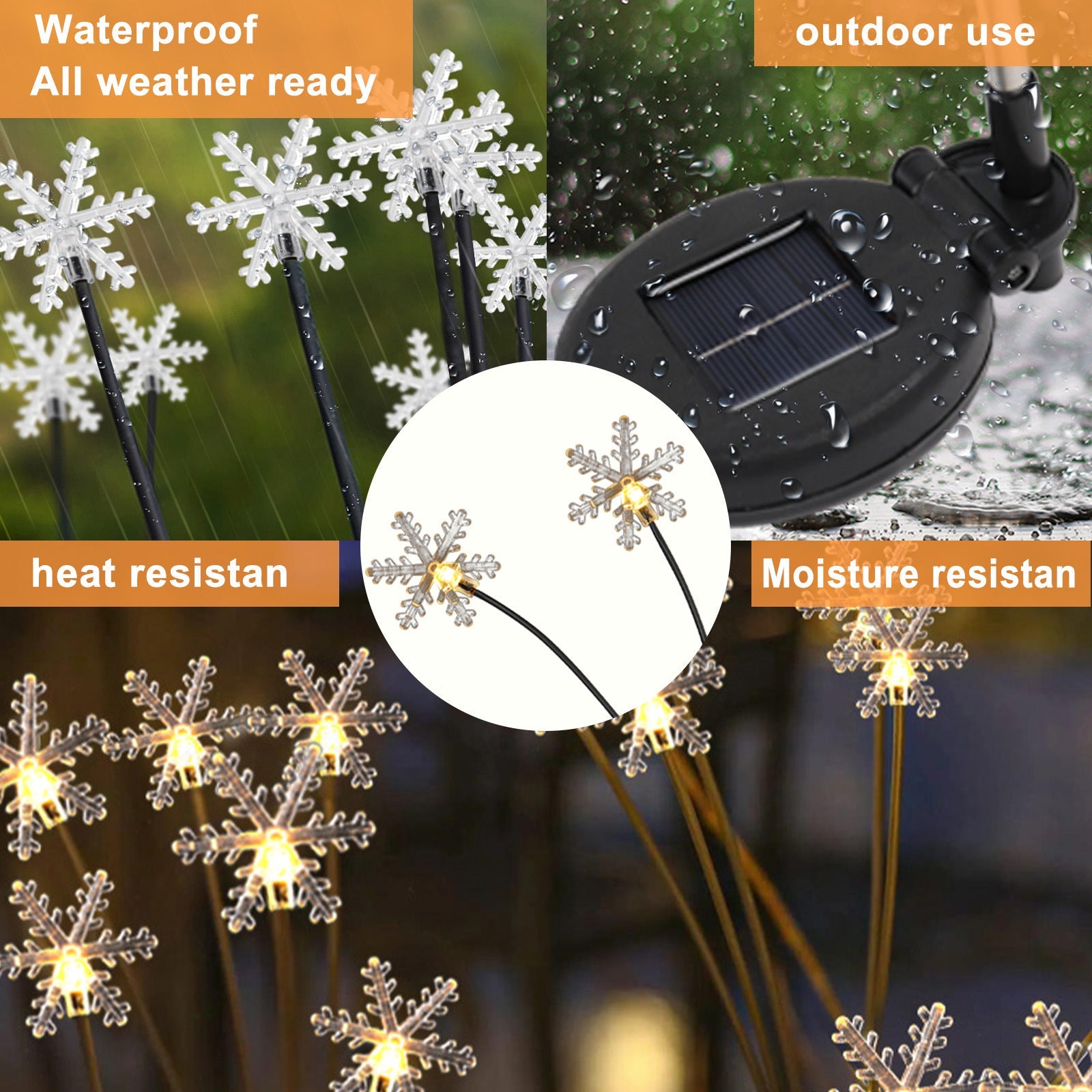 8 Pack Snowflake Solar Swaying Garden Lawn Lights-3