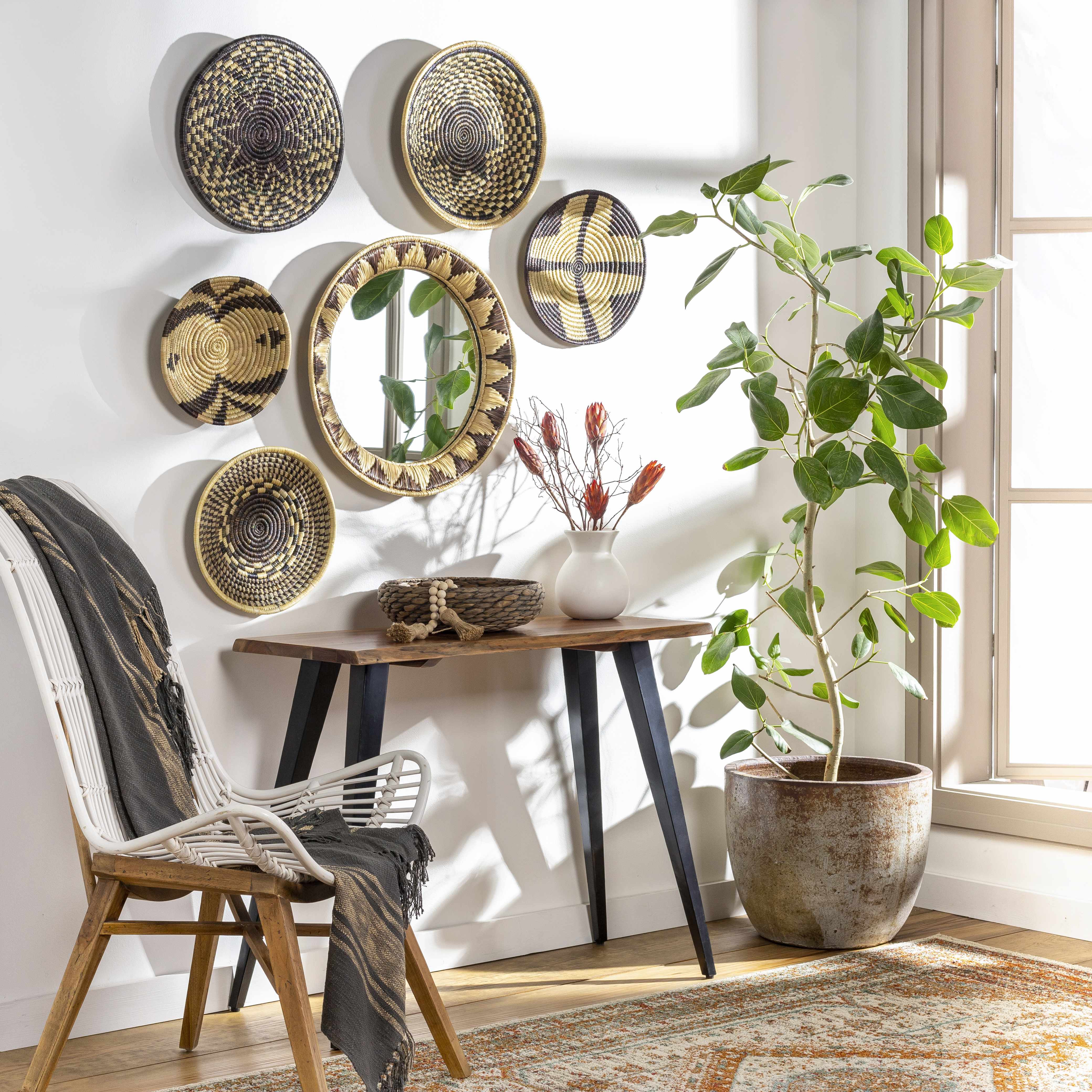 Quinipot Natural Woven Circular Moonj Grass Tapestry-2