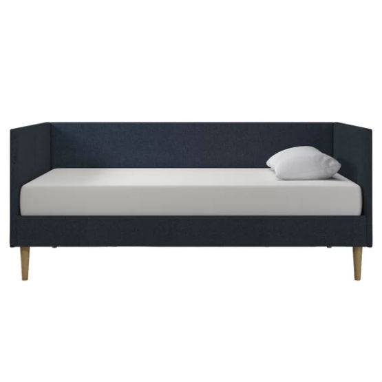 Twin Mid-Century Modern Dark Blue Linen Upholstered Daybed-0