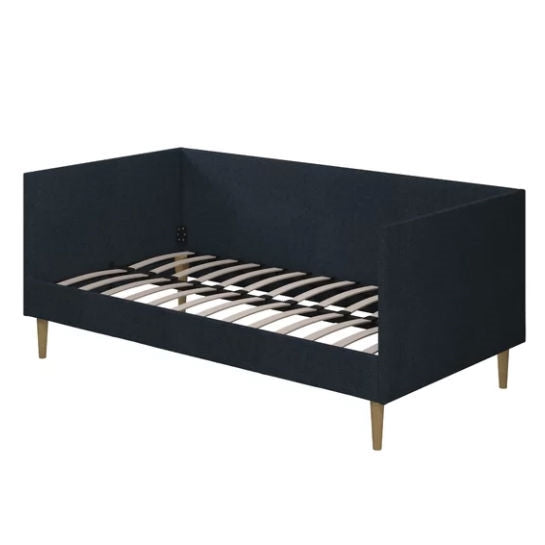 Twin Mid-Century Modern Dark Blue Linen Upholstered Daybed-4